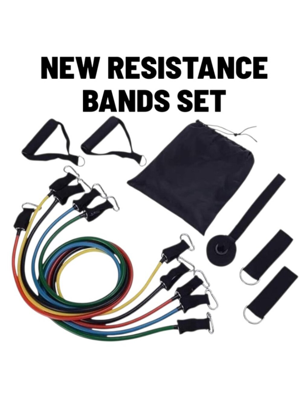 NEW Resistance Training Bands 11 Piece Set Home Workout Physical Therapy Yoga Pi
